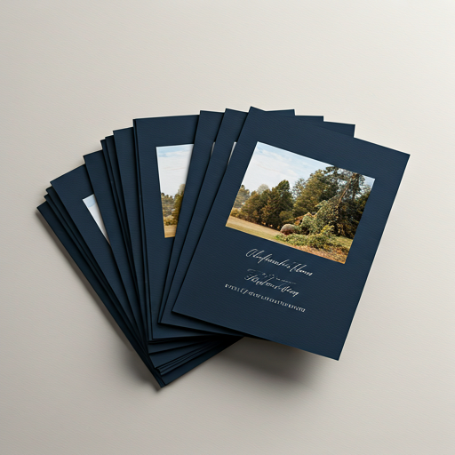 Premium memorial cards from the approved Stitch design