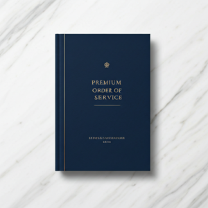 Premium order of service booklet from the approved Stitch design